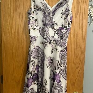 White House Black Market Purple Floral Midi Dress
